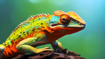 Obraz premium Chameleon on background, colorful fantasy animal