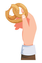 pretzel in hand