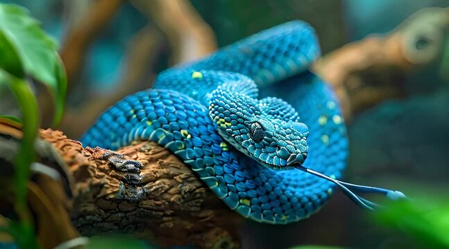 blue viper snake in the branch