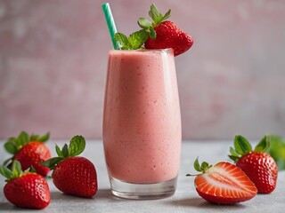 A vibrant and refreshing strawberry smoothie, perfect for a hot summer day
