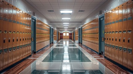 A Glimpse into the High School Hallway with Lockers Leading to the Classroom Entrance