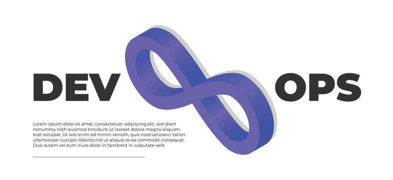 DevOps diagram, DevOps software development IT concept, DevOps banner concept has 8 steps to analyze such as plan, code, build, operate, deploy, test, monitor.