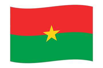 Waving flag of the country Burkina Faso. Vector illustration.
