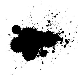 black ink dropped splatter splash on white background