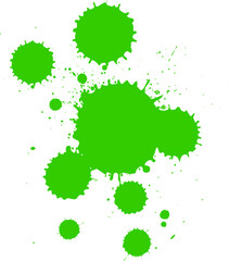 green watercolor dropped splash splatter on white background
