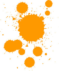 orange watercolor brush dropped splatter splash on white background