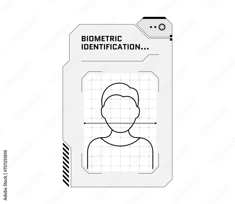 Poster hud person biometric scan and identification system concept. user recognition verification scanner a