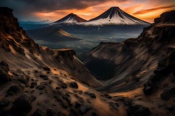 mount hood at sunset generated by AI technology