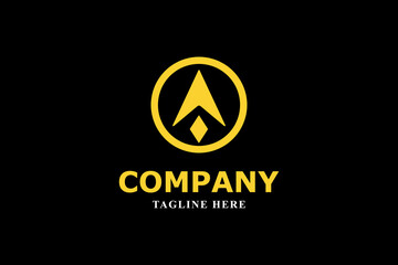 letter a and arrow inside circle minimal logo