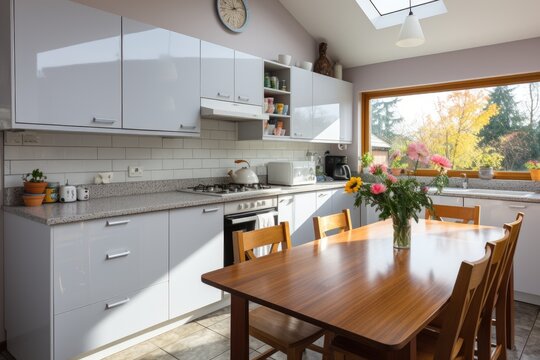 a beautiful small modern apartment kitchen professional advertising photography