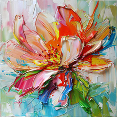 Abstract background with flowers. Art paint Generative AI