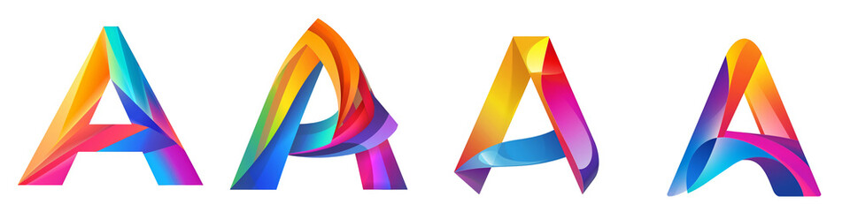 Letter A with colorful gradients, Logo design, alphabet, isolated on a transparent background