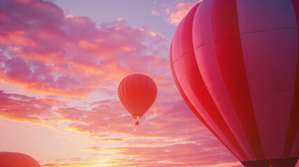 Close up of colour hot air balloons scenic pink