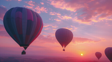 Close up of colour hot air balloons scenic pink