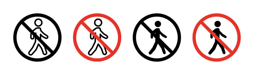 No Entry Sign Icon Set. Forbidden Access and deny entry vector symbol in a black filled and outlined style. Threshold Crossing Ban Sign. - obrazy, fototapety, plakaty