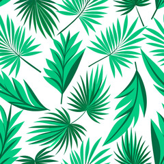Seamless pattern with palm leaves. Vector illustration. Background.