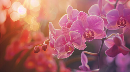 Fototapeta na wymiar Close up orchid flower in the morning abstract