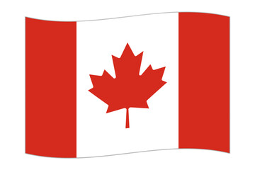 Fototapeta na wymiar Waving flag of the country Canada. Vector illustration.