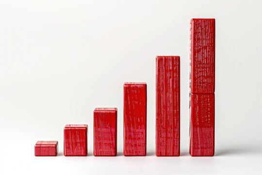 Red bar graph, business, growth and data analysis concept.