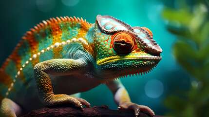 Obraz premium Close-up of a colorful chameleon