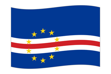Waving flag of the country Cape Verde. Vector illustration.