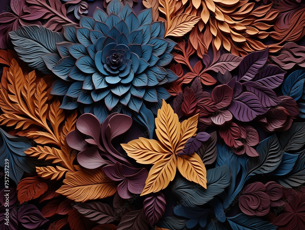 Aufkleber computer graphics of abstract floral psychedelic background stylization of colored chaotic stickers 