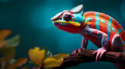Close-up of a colorful chameleon