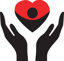 face with hands, hand drawn illustration, illustration of a silhouette of a man, love in hand icon,  love icon, care icon, family icon, take care