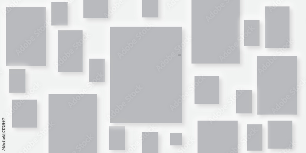 Poster white abstract geometric background with white paper sheets soars as abstract spaces with rectangles