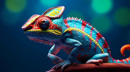 Close-up of a colorful chameleon