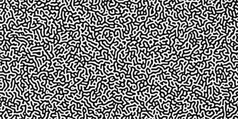 Abstract Turing organic wallpaper with background. Turing reaction diffusion monochrome seamless pattern with chaotic motion. Natural seamless line pattern.	