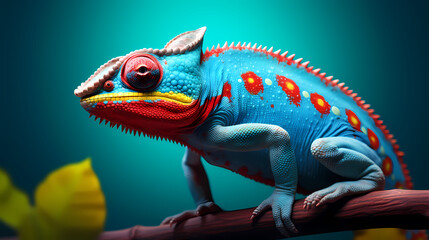 Obraz premium Close-up of a colorful chameleon
