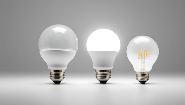 LED bulbs on white background