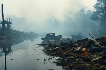 Fototapeta premium Environmental pollution and the critical importance of efficient waste management