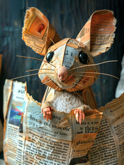 Mysz zrobiona z gazety - obrazy, fototapety, plakaty