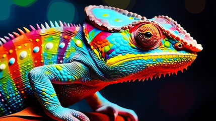 Obraz premium Close-up of a colorful chameleon