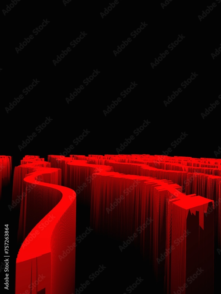 Aufkleber 3d exploding surface view red stripes on a black background