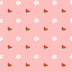 seamless pattern  flowers watermelon