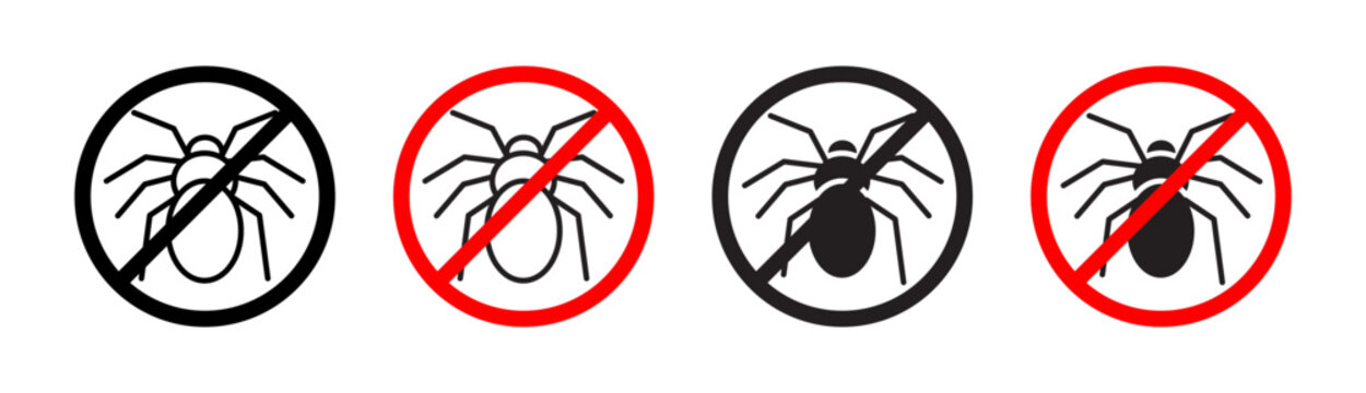 No Parasitic Insects Vector Illustration Set. Forbidden Termite Bug Control sign suitable for apps and websites UI design style.