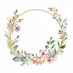 Floral watercolor circular frame border decoration elements - wedding card invitation illustration design asset.