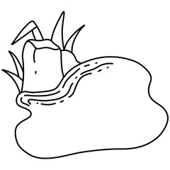 Puddles of water on the ground caused by rain. Puddle icon, doodle style.