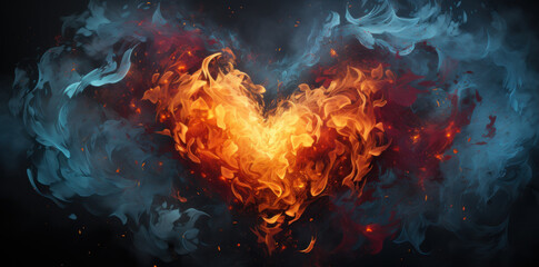 Fototapeta na wymiar heart on fire