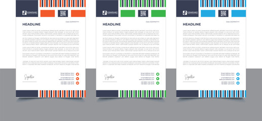 Professional Company Business Letterhead Template Design With Various Colors Bundle For Corporate Office