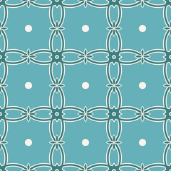 Vector turquoise seamless pattern background: Decorated Folio Lattice.