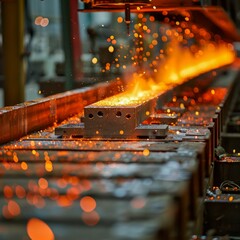 Industrial Steelworker Pouring Molten Metal in Foundry. Generative ai