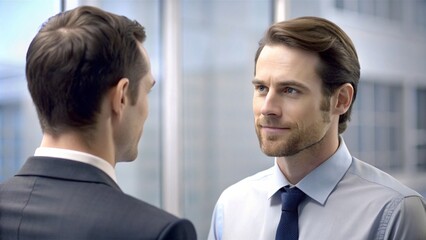 Fototapeta premium Business Employee Two Discuss About Work 