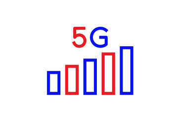 Red and blue 5g internet illustration in line style design. Vector illustration.