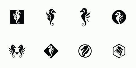 Top set seahorse logo design with unique concept  premium vector © arif