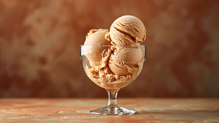 Soft Thai tea ice cream with brown background