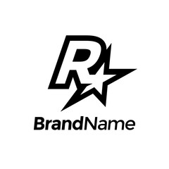 Modern and Stylist Initial R Star Logo